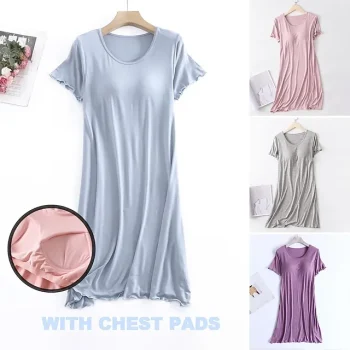 Women's Pajamas Nightgown Nightshirt Dress Pure Color Simple Comfort Home Daily Bed Modal Breathable Crew Neck Short Sleeve T shirt Tee Summer Spring Yellow Pink