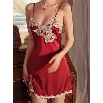 Women's Pajamas Nightgown Nightshirt Dress Pure Color Fashion Comfort Home Daily Bed Satin Breathable Straps Sleeveless Summer Black White