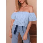 Shirt Blouse Women's Blue Purple Plain Cold Shoulder Street Daily Fashion Off Shoulder Regular Fit S