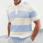 Men's Polo Shirt Knit Polo Sweater Casual Daily Lapel Short Sleeves Stylish Classic Patchwork Button Summer Blue Beige Coffee Gray Polo Shirt
