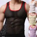 Men's Tank Top Vest Top Undershirt Sleeveless Shirt U Neck Sports & Outdoor Vacation Sleeveless Mesh Clothing Apparel Fashion Daily Sport