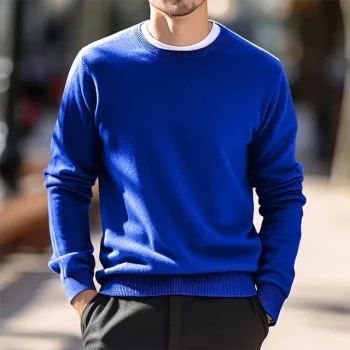 Men's Wool Sweater Pullover Sweater Jumper Cropped Sweater Ribbed Knit Regular Knitted Plain Crew Neck Modern Contemporary Work Halloween Clothing Apparel Winter Black Red S M L