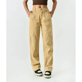 Women's Cargo Pants Straight Simple Solid Colored Full Length Micro-elastic Cargo Casual / Sporty Daily Wear Streetwear Black Blue XS S All Seasons