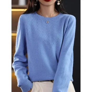 Women's Pullover Sweater Jumper Crew Neck Ribbed Knit Polyester Knitted Fall Winter Regular Outdoor Home Daily Fashion Streetwear Casual Long Sleeve Solid Color Cherry Red Shrimp Pink Avocado Green S