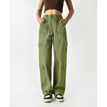 Women's Cargo Pants Straight Solid Colored Full Length Mid Rise Comfort Cargo Casual Daily Wear Grey Black XS S All Seasons